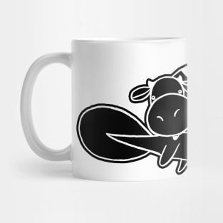 White Line Little Cow Mad Axolotl Mug